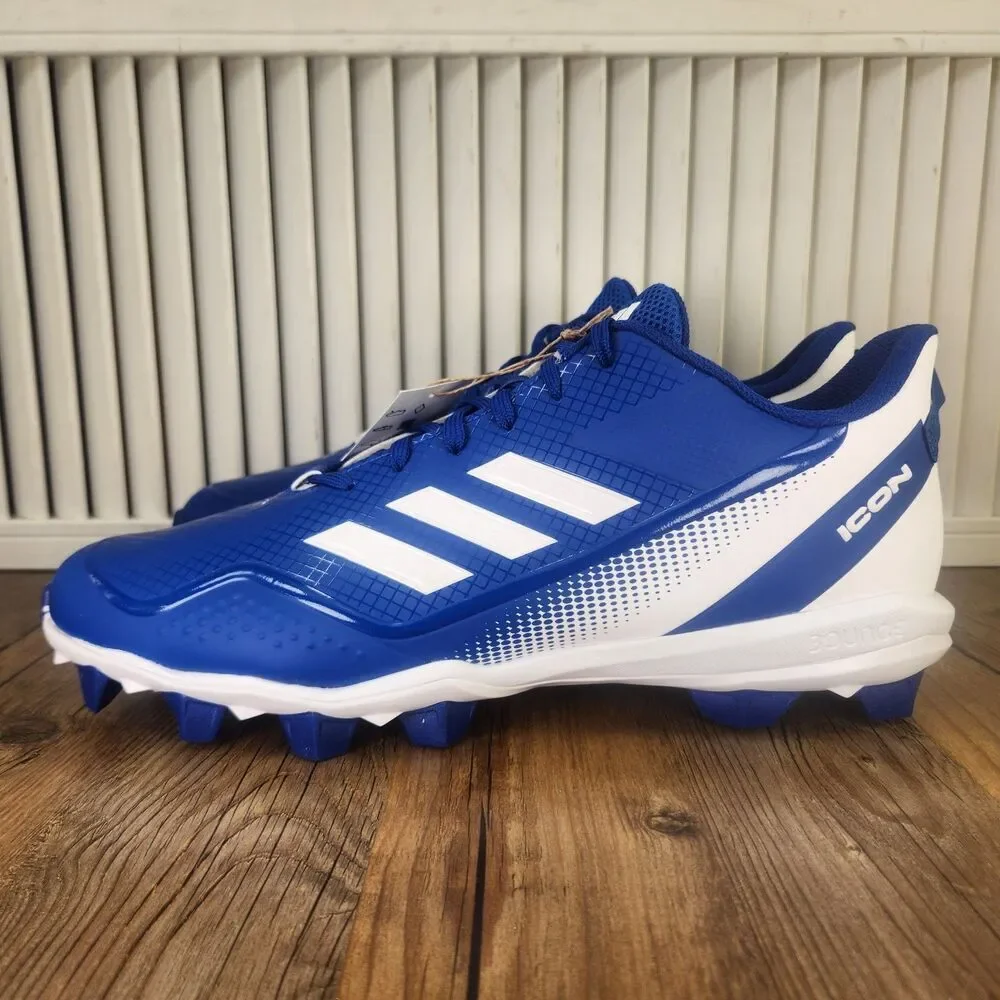 Adidas Icon 7 MD Low Mens Size 13.5 Blue White TPU Molded Baseball Cleats FY4440